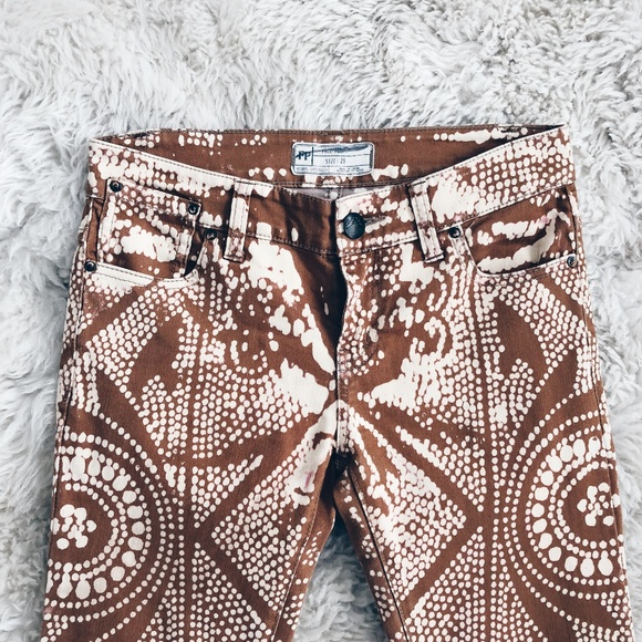 Free People Orange Patterned Flare Pants - Picture 6 of 7